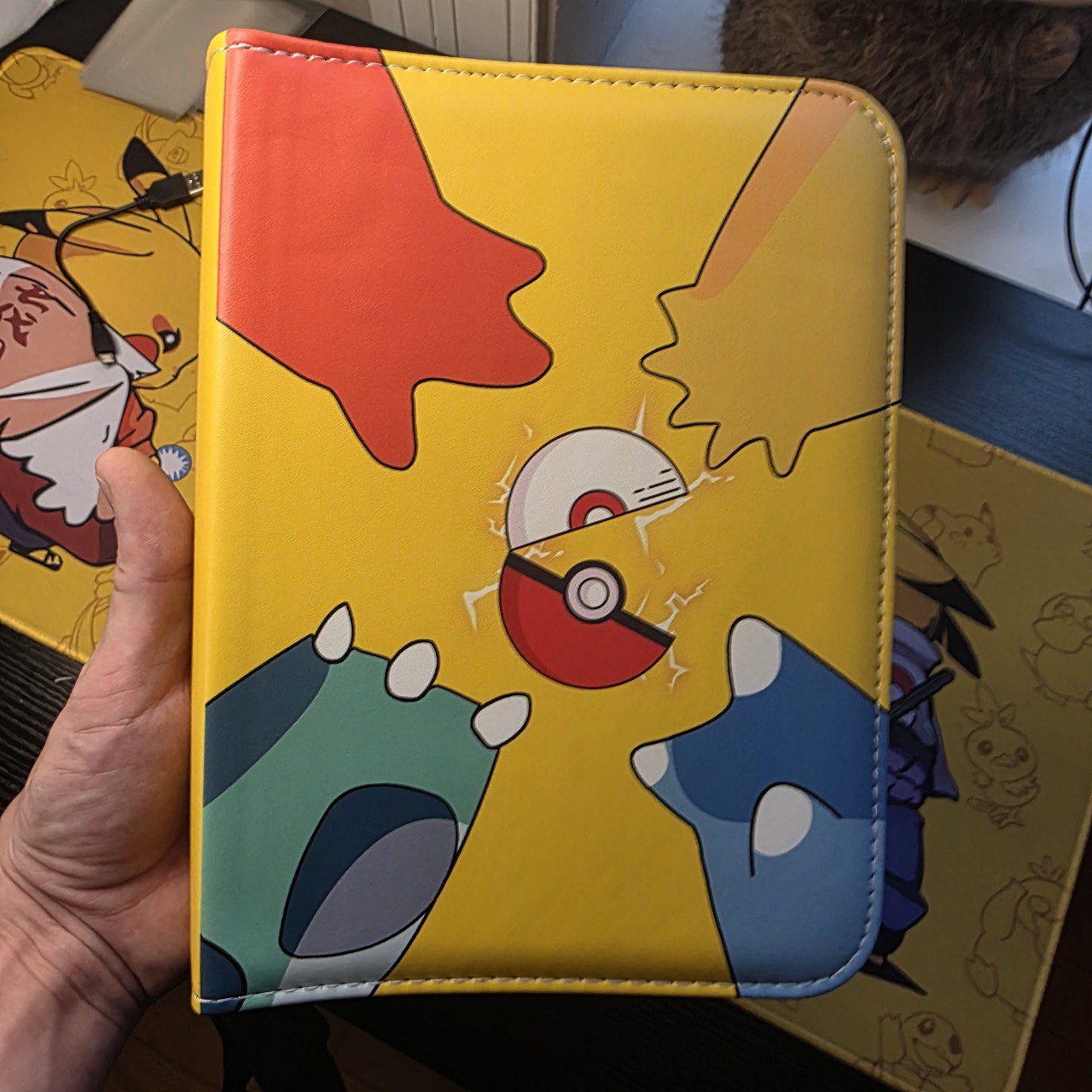 Pokemon Card Binder 4-Pocket Trading Card Album (Holds 400 Cards) with Zipper & Wrist Strap Yellow Starter Design