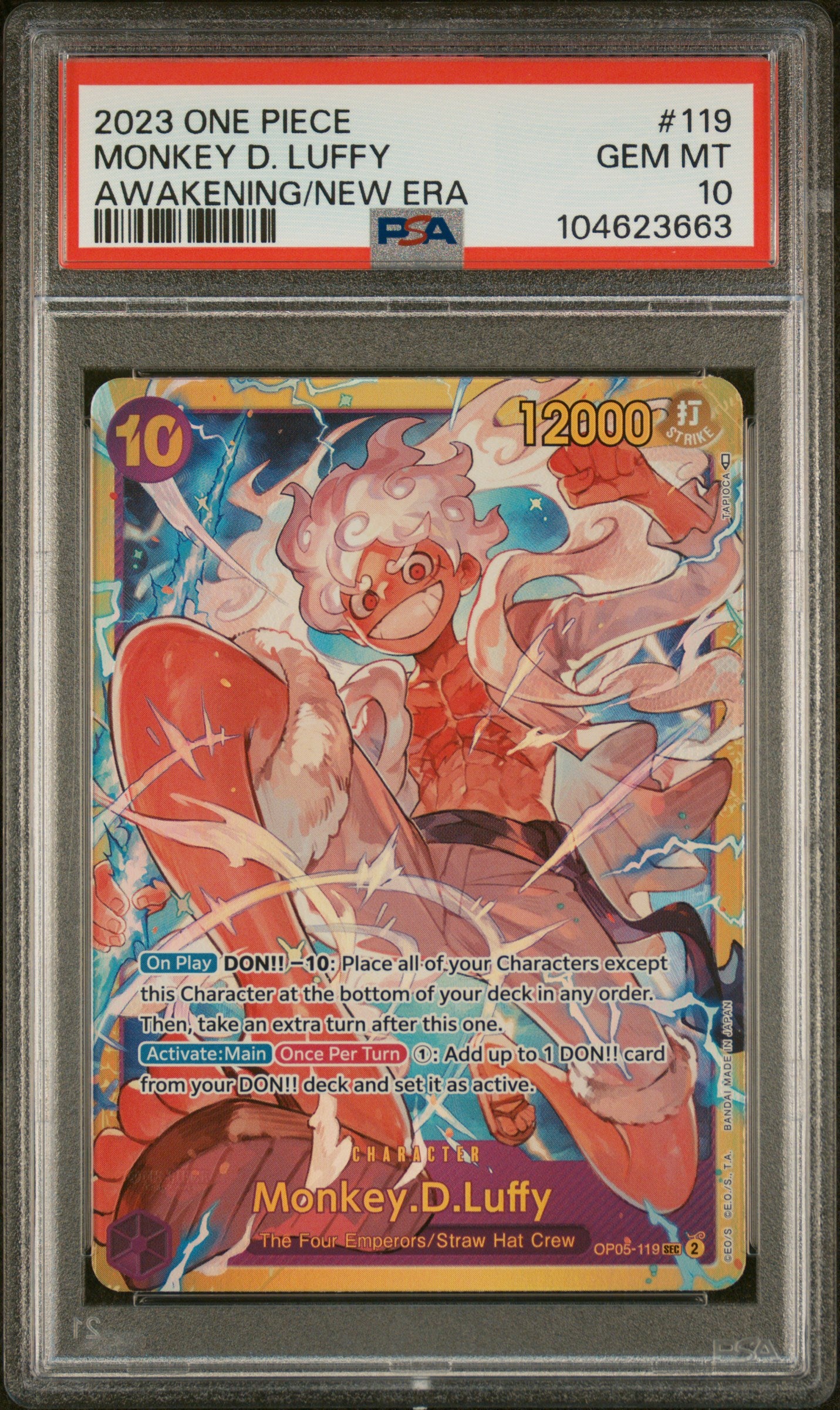 Monkey D. Luffy 119 SEC PSA 10 2023 One Piece OP05 Awakening New Era English