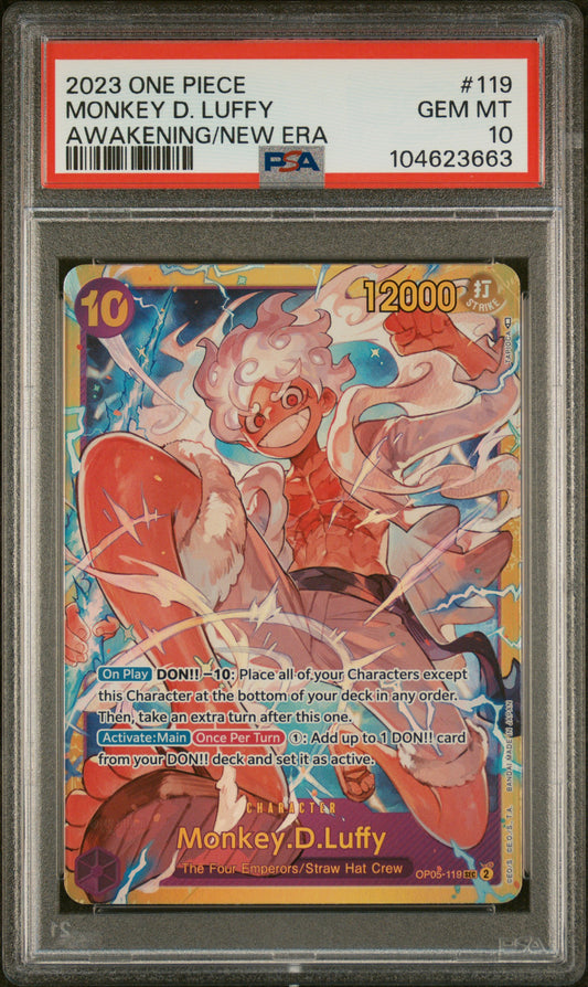 Monkey D. Luffy 119 SEC PSA 10 2023 One Piece OP05 Awakening New Era English