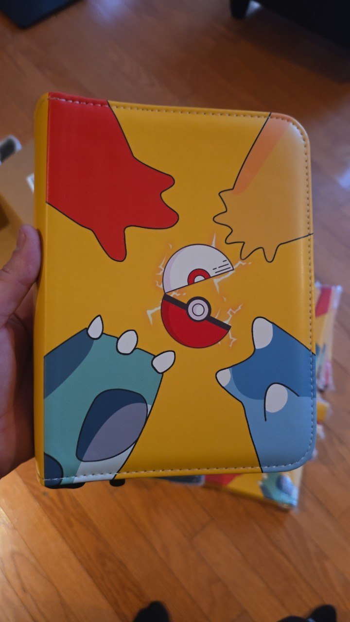 Pokemon Card Binder 4-Pocket Trading Card Album (Holds 400 Cards) with Zipper & Wrist Strap Yellow Starter Design