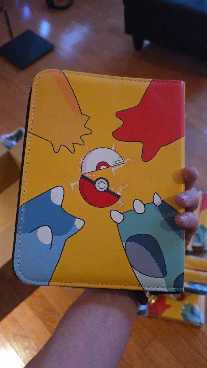 Pokemon Card Binder 4-Pocket Trading Card Album (Holds 400 Cards) with Zipper & Wrist Strap Yellow Starter Design