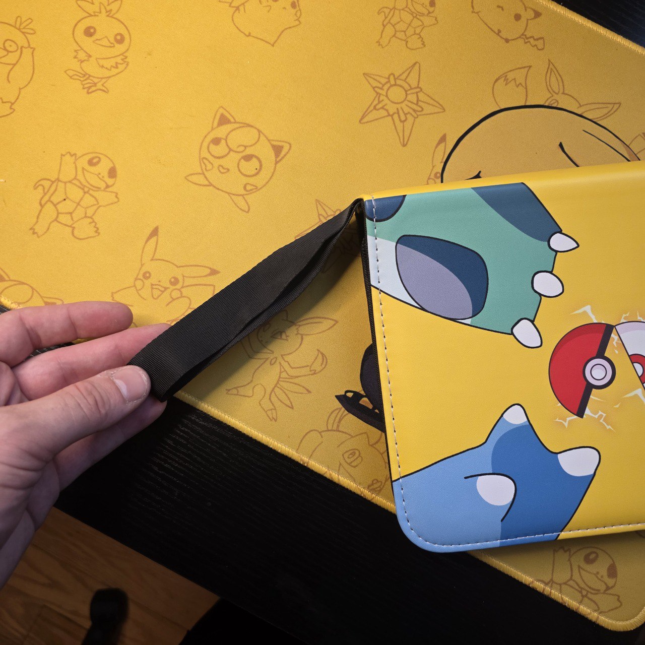 Pokemon Card Binder 4-Pocket Trading Card Album (Holds 400 Cards) with Zipper & Wrist Strap Yellow Starter Design