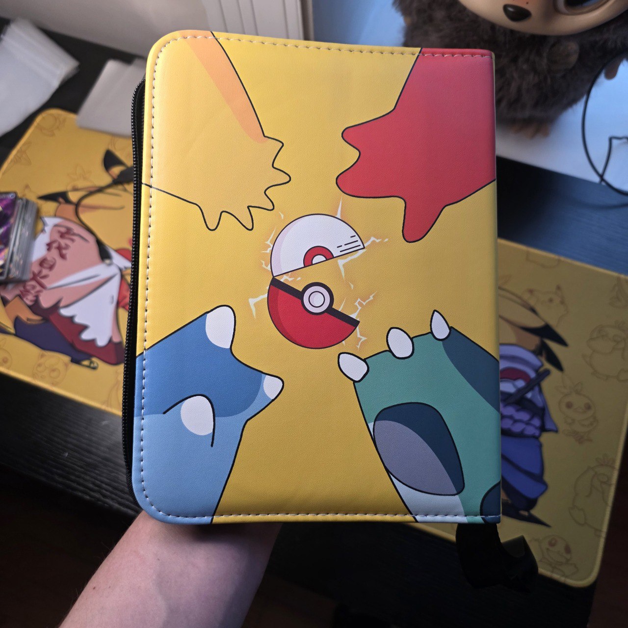 Pokemon Card Binder 4-Pocket Trading Card Album (Holds 400 Cards) with Zipper & Wrist Strap Yellow Starter Design