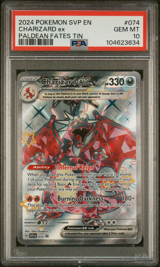 PSA 10 2024 POKEMON SVP EN CHARIZARD ex PALDEANFATES TIN ENGLISH